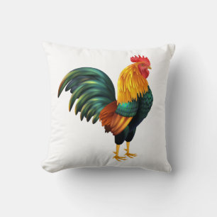 Farm Farmer Chicken Green Yellow White Rooster Throw Pillow