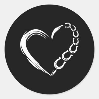 Farm Farmer Horseshoe Heart Pony Horse Riding Classic Round Sticker