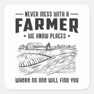 Farm Farming Agriculture Funny Tractor Gift Idea Square Sticker