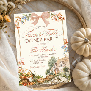 Farm Floral Farm To Table Dinner Invitation