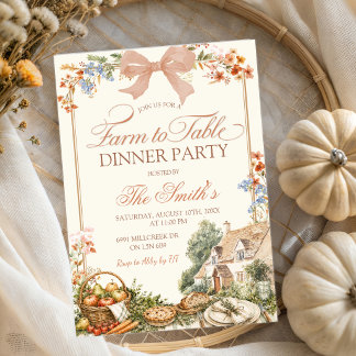 Farm Floral Farm To Table Dinner Invitation