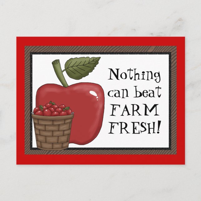 Farm Fresh apple cartoon postcard (Front)
