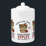 Farm Fresh Apples<br><div class="desc">Rustic Farmhouse Teapot. Farm Fresh Apple - on a white background design ready for you to personalize. This teapot can be personalized with name and a est. date. Makes a wonderful housewarming gift, a Christmas gift, etc... 📌If you need further customization, please click the "Click to Customize further" or "Customize...</div>