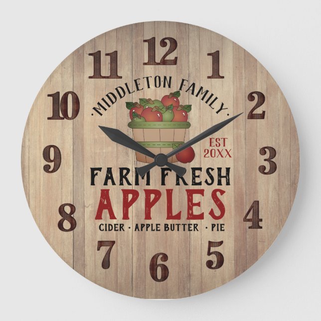 Farm Fresh 🍎 Apples in a Vintage Large Clock (Front)