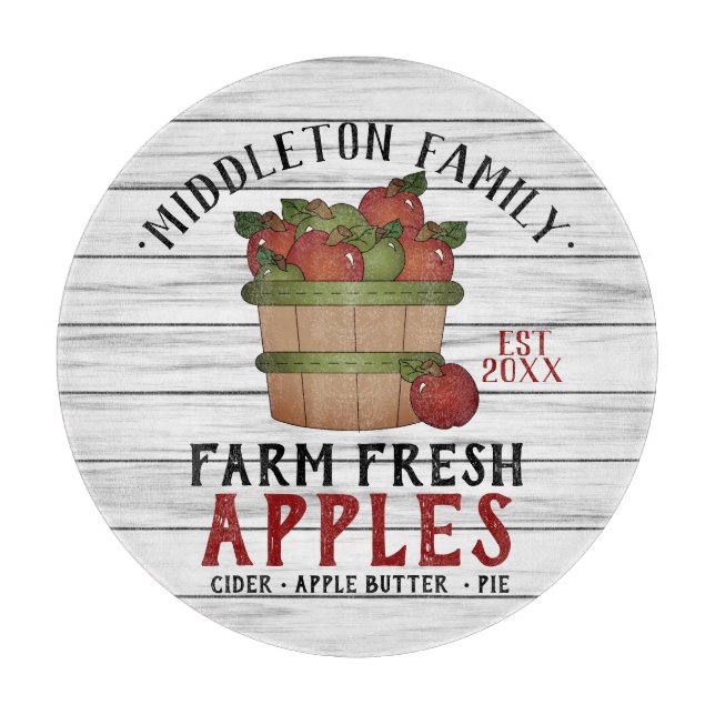 Farm Fresh Apples - Wood Cutting Board (Front)