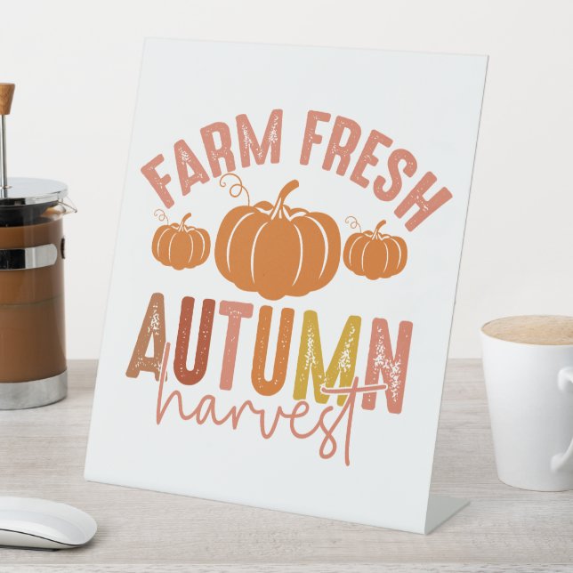 Farm Fresh Autumn Harvest Pedestal Sign (In SItu)