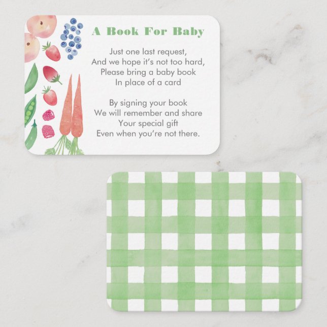 Farm Fresh Bring A Book For Baby Shower Enclosure Card (Front/Back)