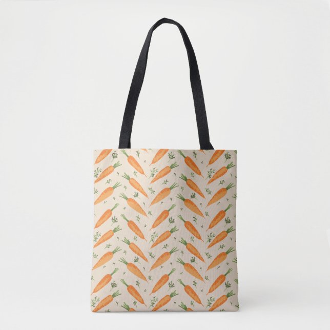 Farm-Fresh Carrot Herringbone Pattern Tote Bag (Front)