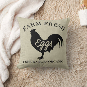 Farm Fresh Chicken Country Silhouette Throw Pillow