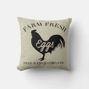 Farm Fresh Chicken Country Silhouette Throw Pillow