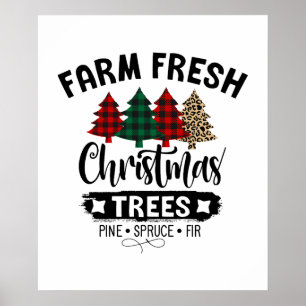 Farm Fresh Christmas Tree Buffalo Plaid Poster