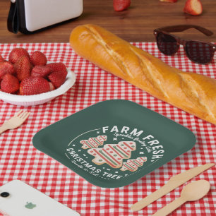 Farm Fresh Christmas Tree Cake Xmas Holiday Paper Plate