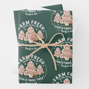 Farm Fresh Christmas Tree Cake Xmas Holiday Wrapping Paper Sheet