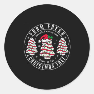 Farm Fresh Christmas Tree Cakes Retro Xmas Tree Fa Classic Round Sticker