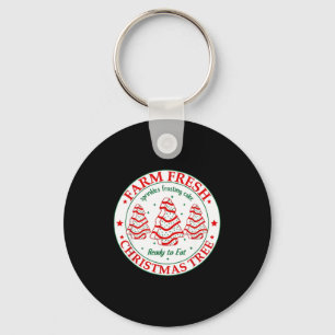 Farm Fresh Christmas Tree Cakes Retro Xmas Tree Fa Keychain