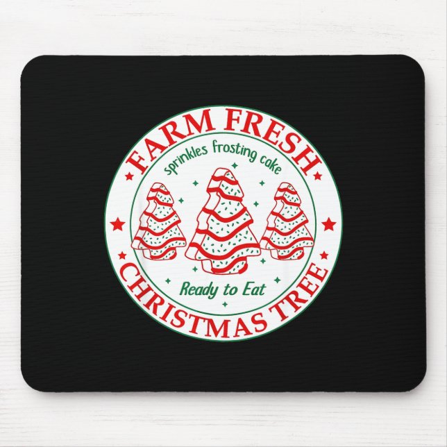 Farm Fresh Christmas Tree Cakes Retro Xmas Tree Fa Mouse Pad (Front)