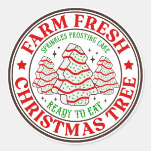 Farm Fresh Christmas Tree Frosting Cake Classic Round Sticker