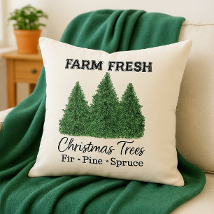Farm Fresh Christmas Tree Holiday Home Decor  Outdoor Pillow
