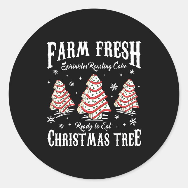 Farm Fresh Christmas Tree Xmas Debbie Cakes Family Classic Round Sticker (Front)