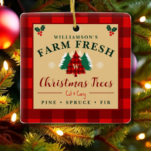 Farm Fresh Christmas Trees - Christmas pattern Ceramic Ornament