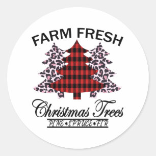 Farm Fresh Christmas Trees Classic Round Sticker