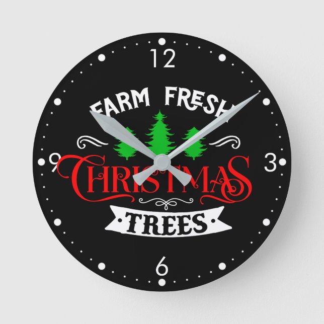 Farm Fresh Christmas Trees Design-54390 Round Clock (Front)