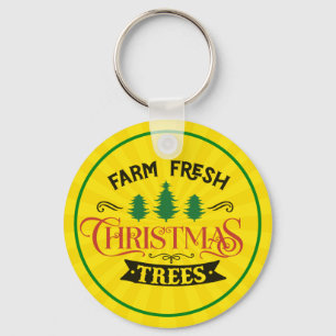Farm Fresh Christmas Trees Design-54394 Keychain