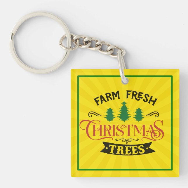 Farm Fresh Christmas Trees Design-54394 Keychain (Front)