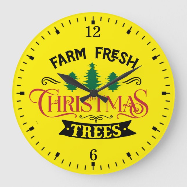 Farm Fresh Christmas Trees Design-54394 Large Clock (Front)