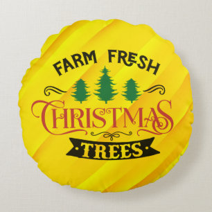 Farm Fresh Christmas Trees Design-54394 Round Pillow