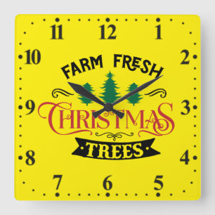 Farm Fresh Christmas Trees Design-54394 Square Wall Clock