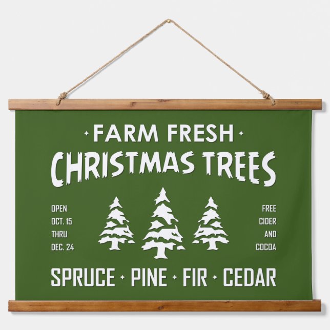 FARM FRESH CHRISTMAS TREES HANGING TAPESTRY (Front)