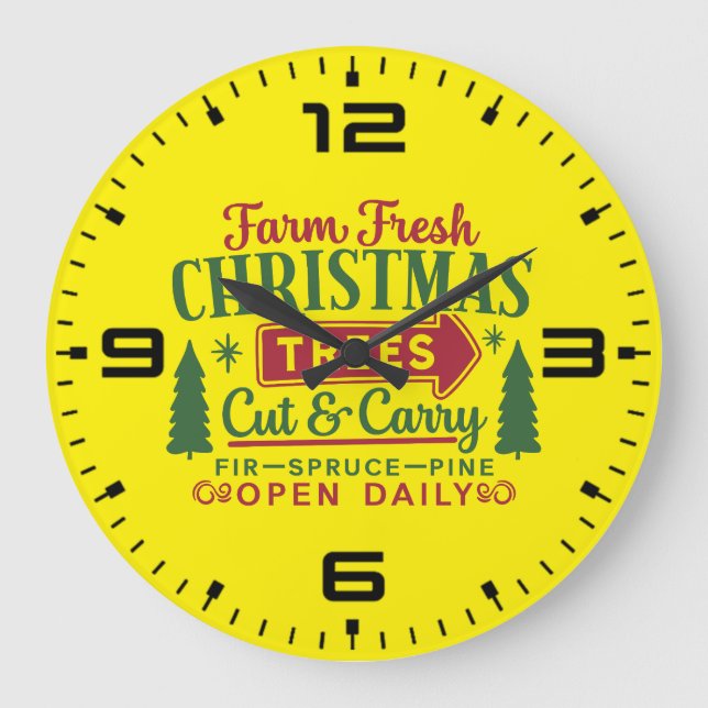 Farm Fresh Christmas Trees Holiday Design-64649 Large Clock (Front)