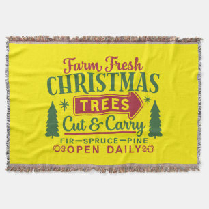 Farm Fresh Christmas Trees Holiday Design-64649 Throw Blanket