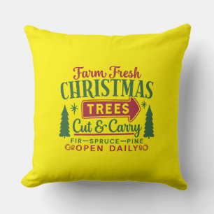 Farm Fresh Christmas Trees Holiday Design-64649 Throw Pillow