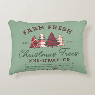 Farm Fresh Christmas Trees Holiday Family Name Accent Pillow