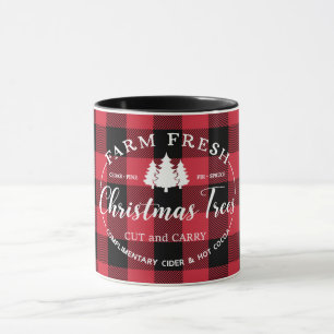 Farm Fresh Christmas Trees Red Buffalo Check Mug