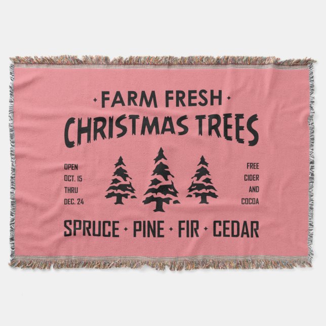 FARM FRESH CHRISTMAS TREES THROW BLANKET (Front)