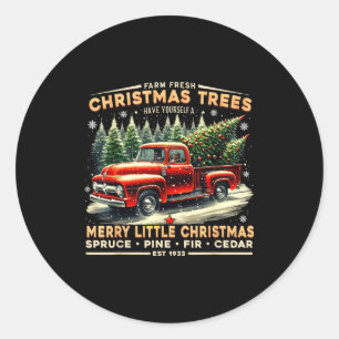 Farm Fresh Christmas Trees Vintage Truck Design  Classic Round Sticker
