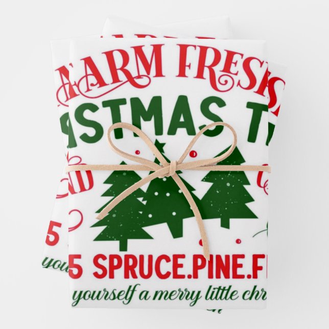Farm Fresh Christmas Trees Wrapping Paper Sheet (In situ)