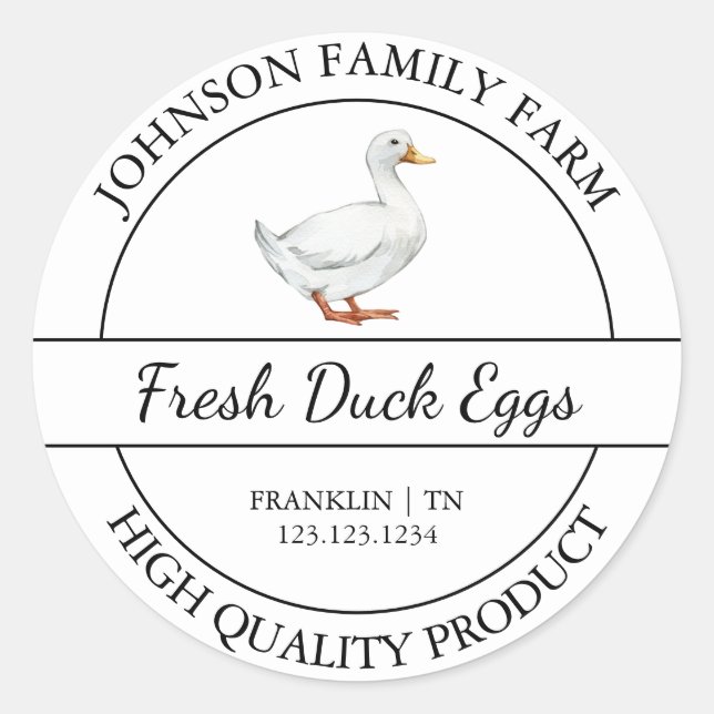 Farm Fresh Duck Egg White Label (Front)