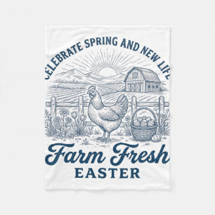 Farm Fresh Easter Chicken Spring New Life Hen Fleece Blanket