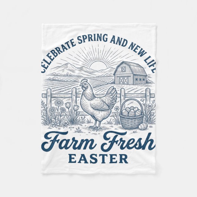 Farm Fresh Easter Chicken Spring New Life Hen  Fleece Blanket (Front)