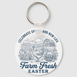 Farm Fresh Easter Chicken Spring New Life Hen  Keychain