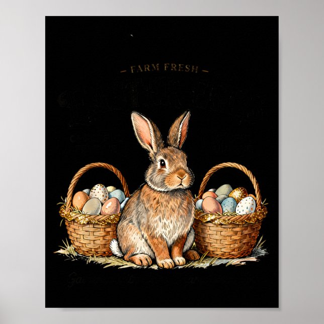 Farm Fresh Easter Eggs Bunny Vintage Poster (Front)