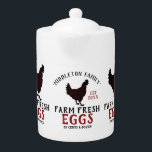 Farm Fresh Eggs<br><div class="desc">Rustic Farmhouse Teapot. Farm Fresh Eggs - on a white background design ready for you to personalize. This teapot can be personalized with name and a est. date. Makes a wonderful housewarming gift, a Christmas gift, etc... 📌If you need further customization, please click the "Click to Customize further" or "Customize...</div>