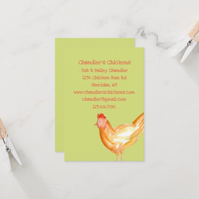 Farm Fresh Eggs Business Chicken Hen Card (Front/Back In Situ)