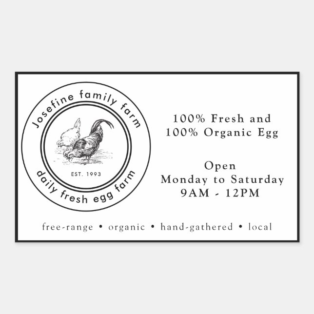 Farm Fresh Eggs Chicken Coop Rustic Country Farm Sticker (Front)