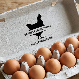 Farm Fresh Eggs Chicken Family Monogram Rubber Stamp