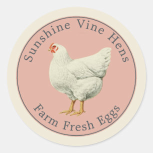 Farm Fresh Eggs Egg Carton Pink Antique White Classic Round Sticker